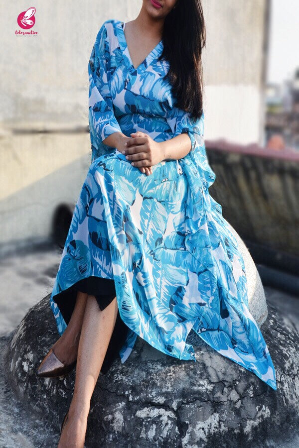 Blue Kaftan Style Georgette Kurti