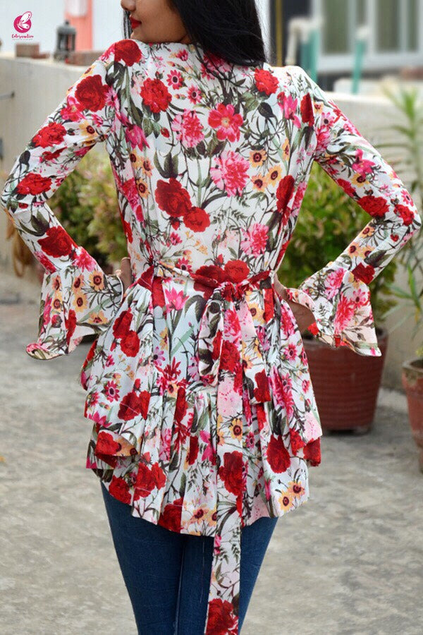 Multicolour Floral Georgette Shrug