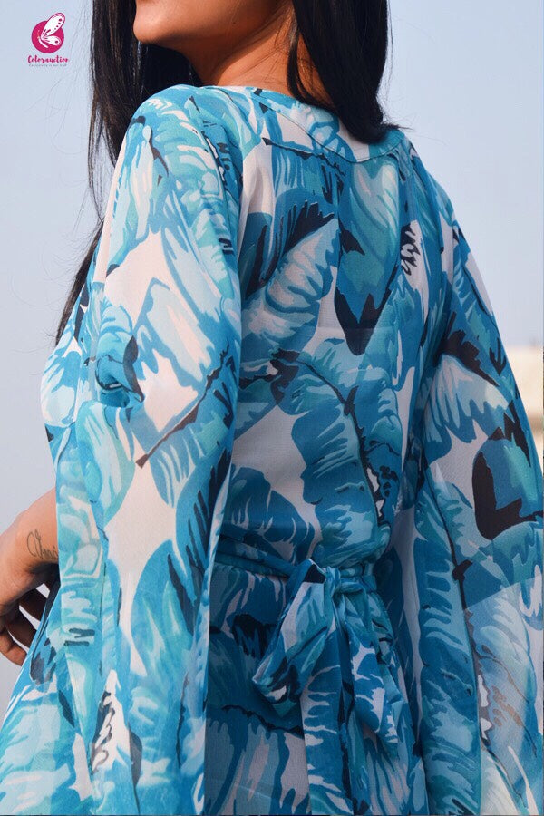 Blue Kaftan Style Georgette Kurti