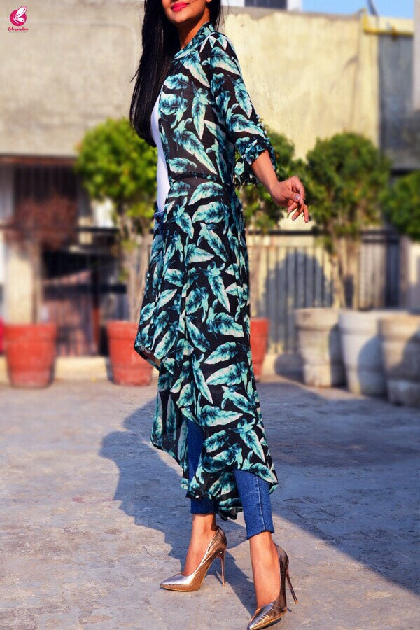 Multicolour Printed Long Georgette Shrug