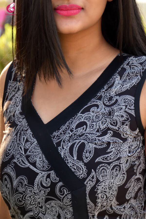 Black Crepe Printed A-Line Kurti