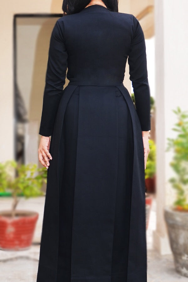 Black Box Pleat Long Sleeves Dress