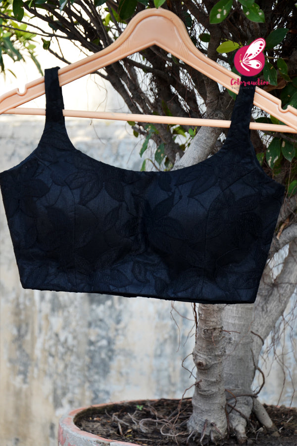 Black Chandelier Net Padded Backless Blouse