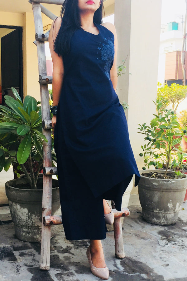 Blue Denim With Denim Kurti Set