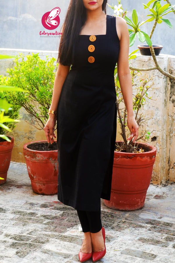 Blacki Dobby Sleeveless Straight Kurti