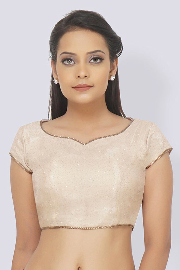 Beige Sweetheart Neck Korean Net Padded Blouse
