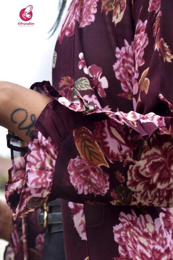 Mauve Georgette Printed Floral Shrug