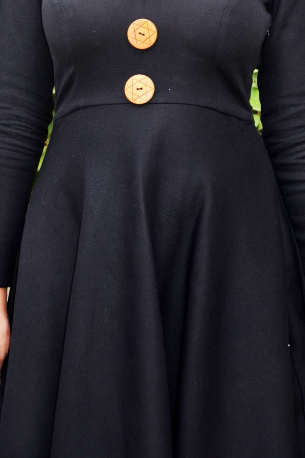 Black Padded Floor Length Dress