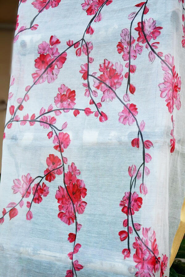 The Pink Japanese Cherry Blossom Statement Stole