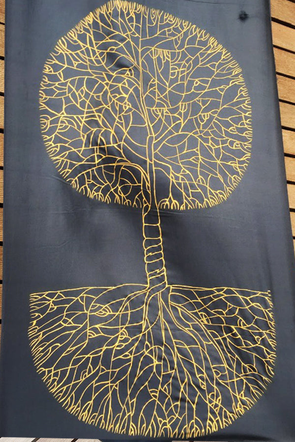 Grey Silk Golden Hand-painted Stole