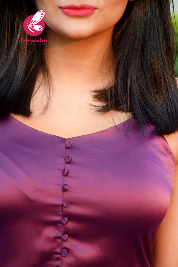 Wine Pure Satin Strappy Top