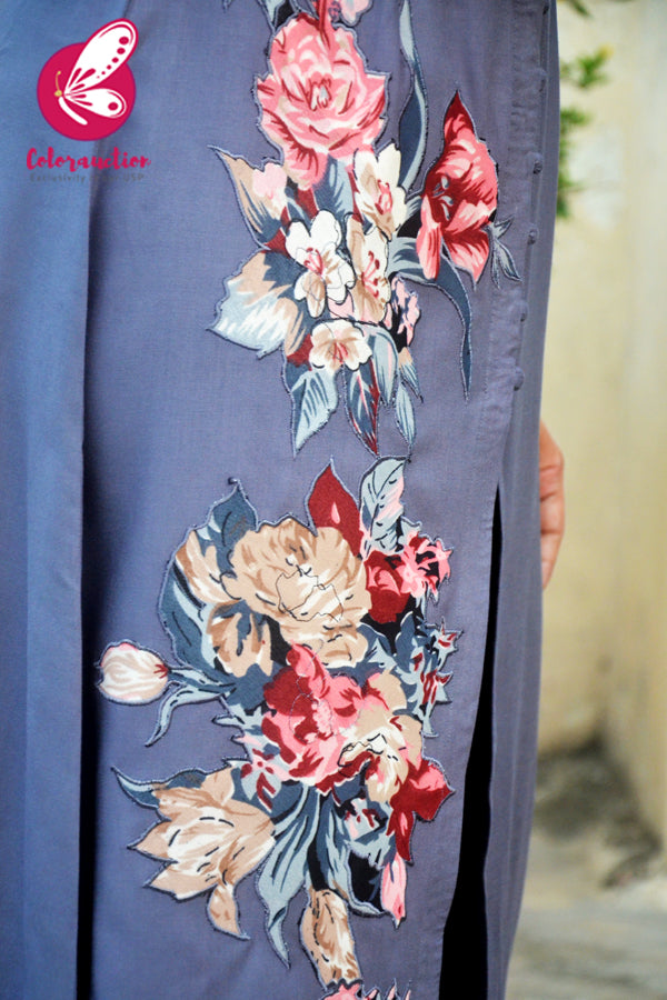 Lavender Grey Modal Rayon Sleeveless Patch Work Kurti