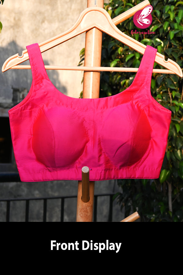 Neon Pink Crepe Padded Backless Blouse