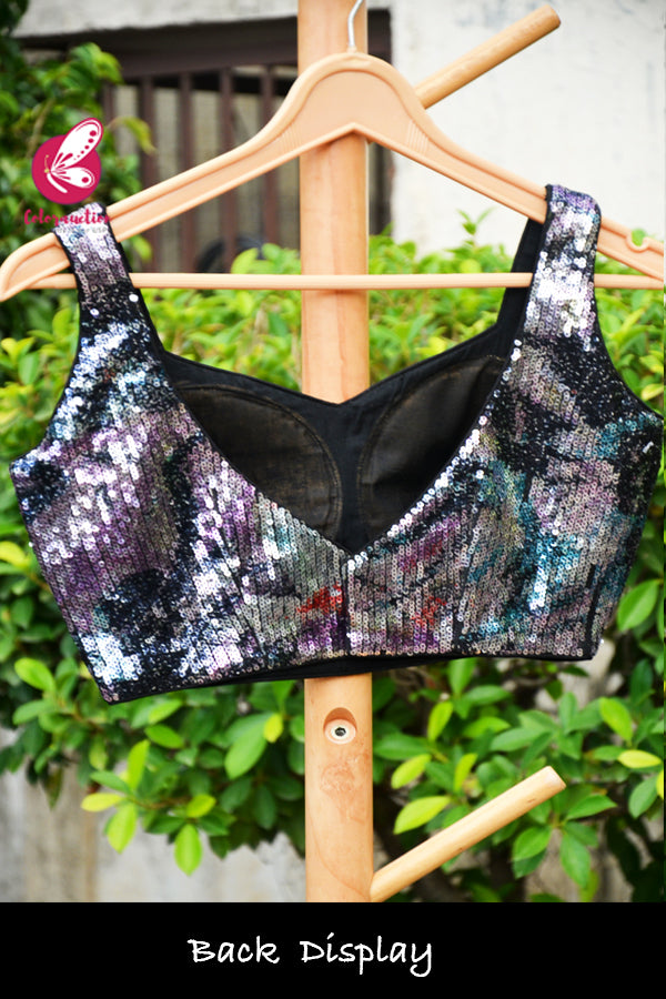 Multicolured Sequins Padded Blouse
