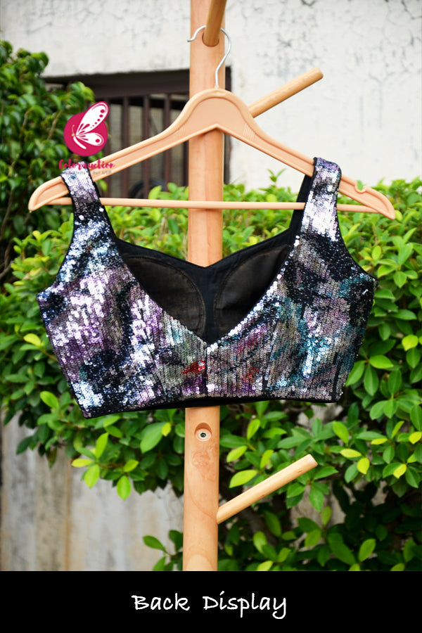 Multicolured Sequins Padded Blouse