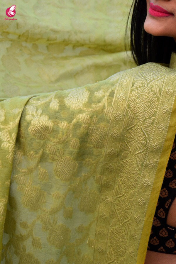 Green Chanderi Zari Woven Dupatta