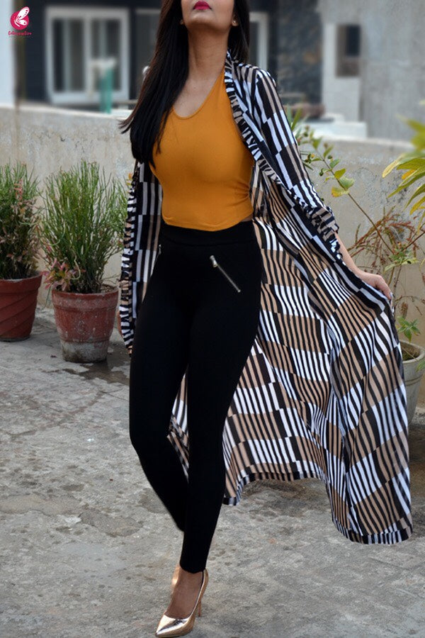 Black and White Printed Summer Cool Long Shrug