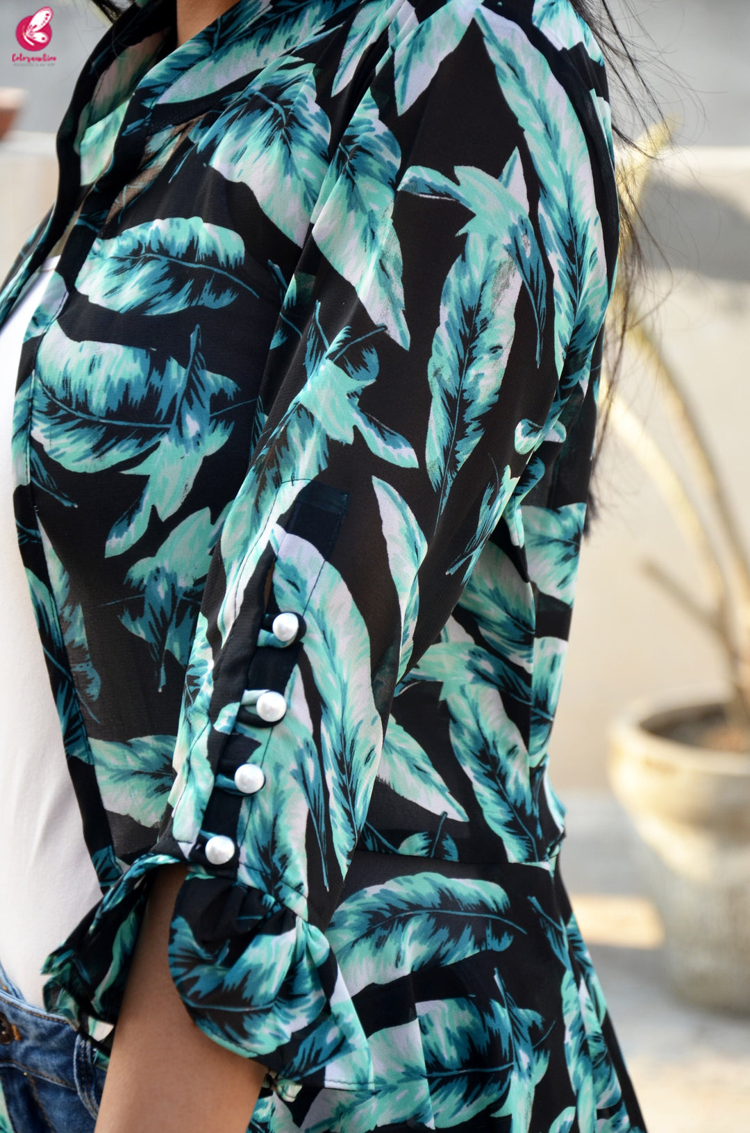 Multicolour Printed Long Georgette Shrug