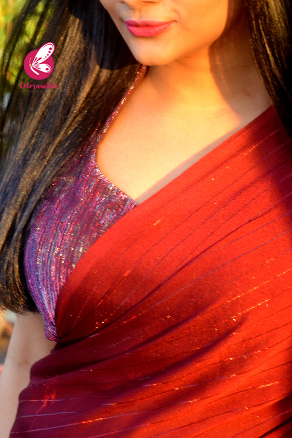 Maroon Satin Georgette Fancy Saree