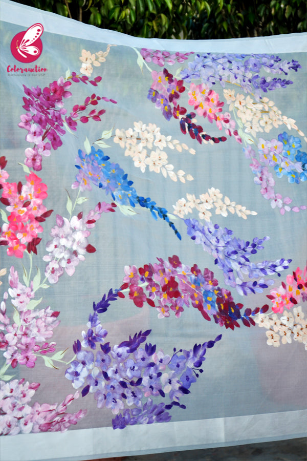 Off White Multicoloured Floral Stole