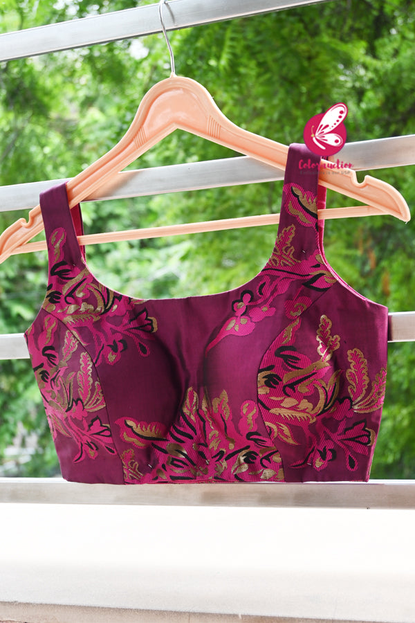 Magenta Brocade Padded Blouse
