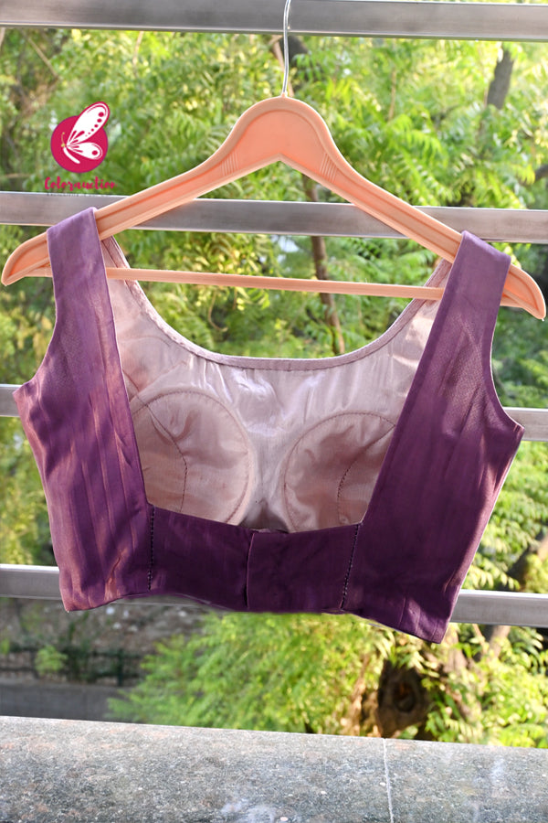 Pink Mauve Sleeveless Square Back Fancy Padded Blouse