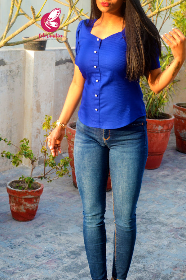 Blue Dobby Top
