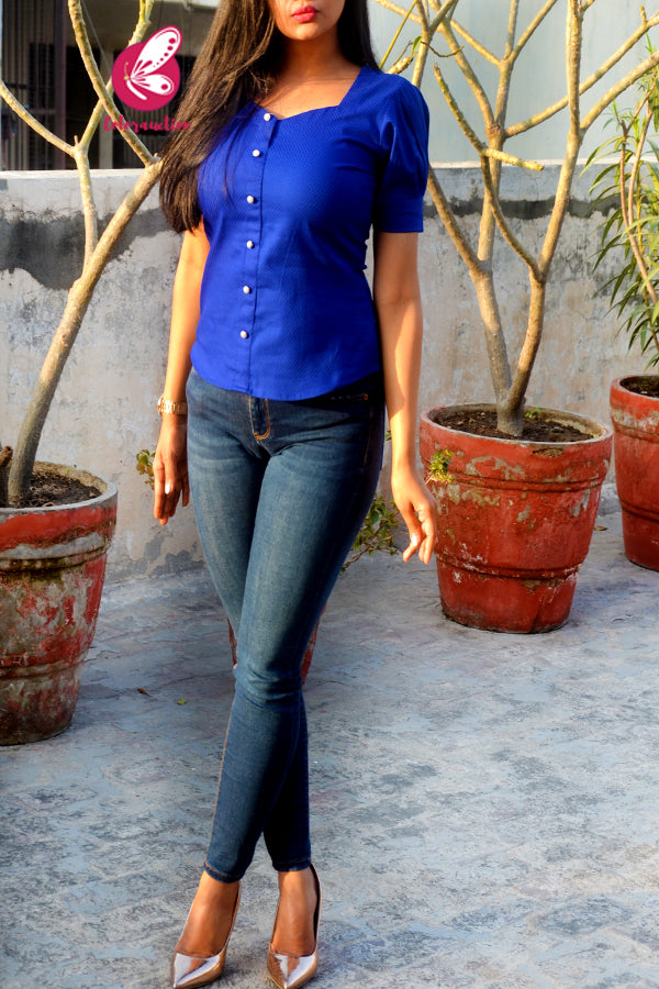 Blue Dobby Top