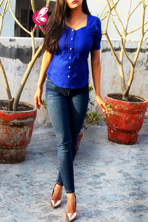 Blue Dobby Top