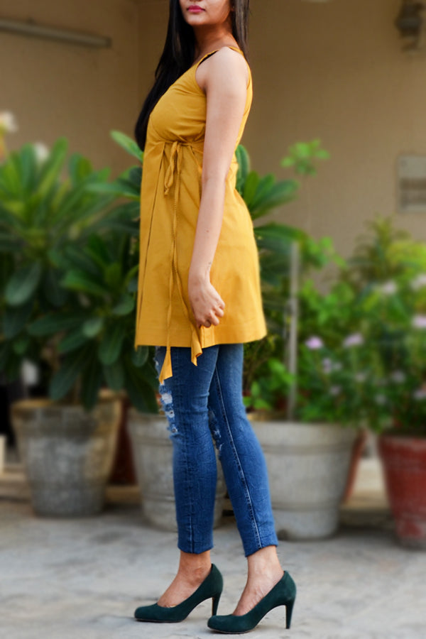 Mustard Golden Cotton Striped Top