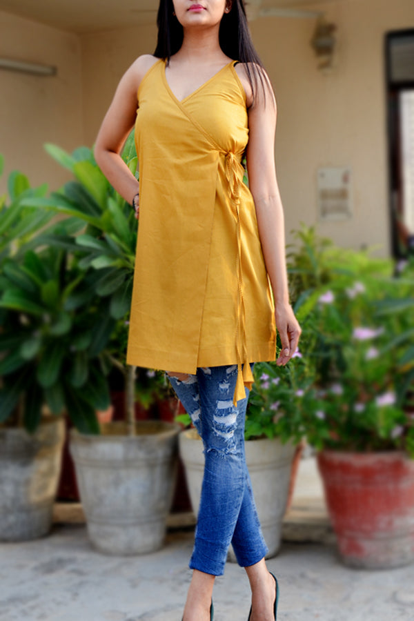 Mustard Golden Cotton Striped Top