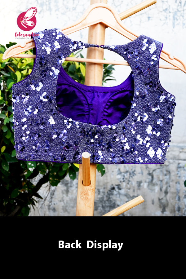 Purple Sequins Padded Back Kayhole Blouse