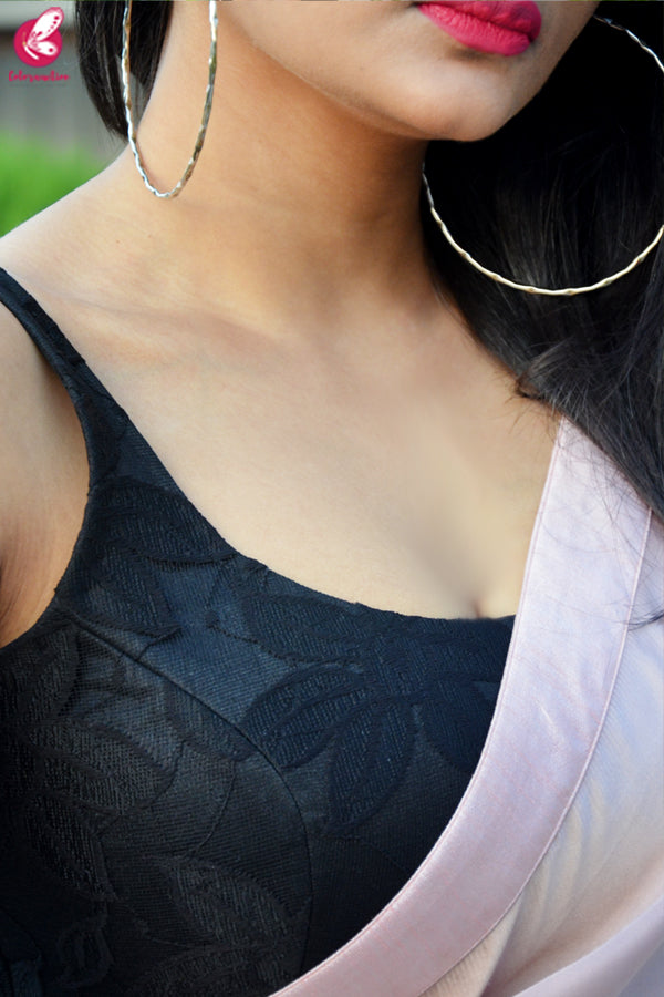 Pinkish Mauve Satin Dupion Silk Taping saree