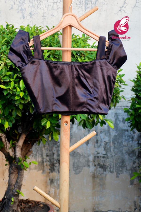 Black Satin Lycra Padded Blouse