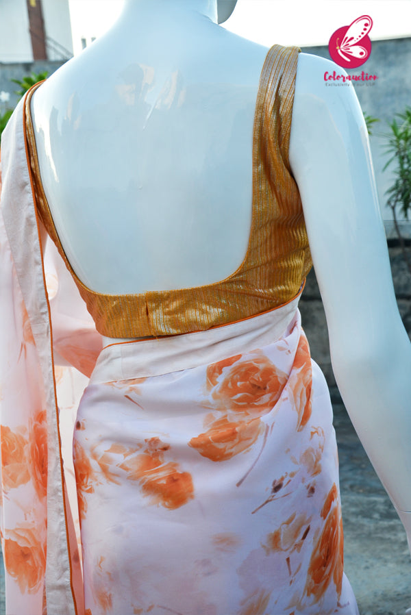 Mustard Golden &amp; Silver Sleevelss Backless Padded Blouse