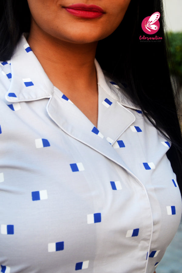 Light Grey Printed Cotton Shirt