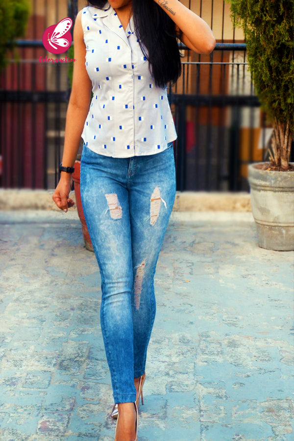 Light Grey Printed Cotton Shirt