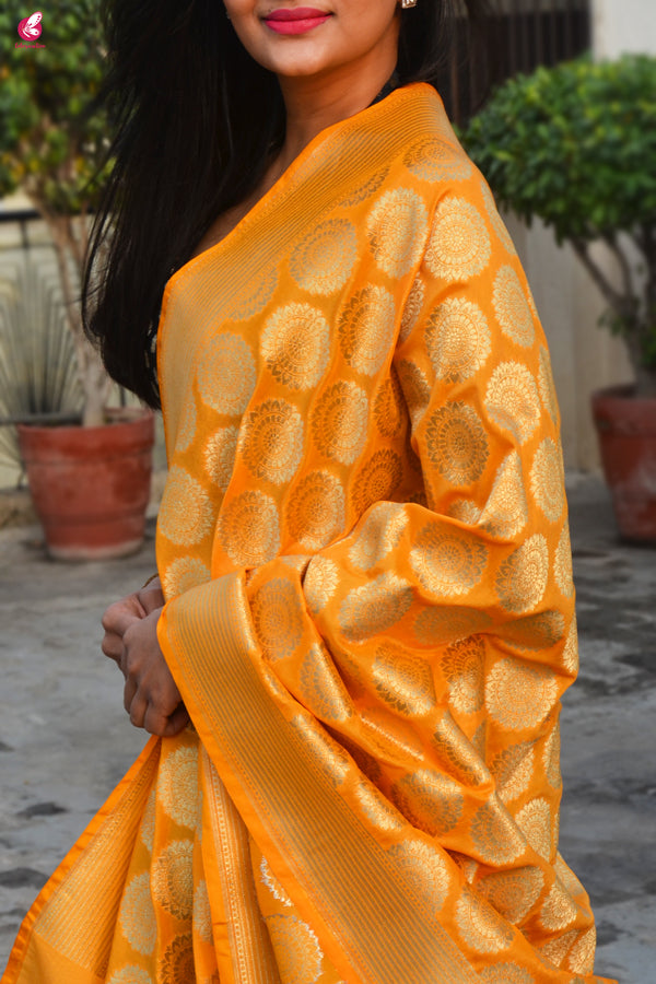 Turmeric Yellow Banarasi Silk Dupatta